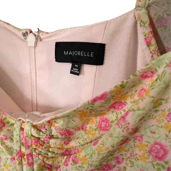 MAJORELLE Apple Mini Dress in Pink Lemonade Floral Flirty SZ XXS Coquette Fairy - Picture 10 of 11